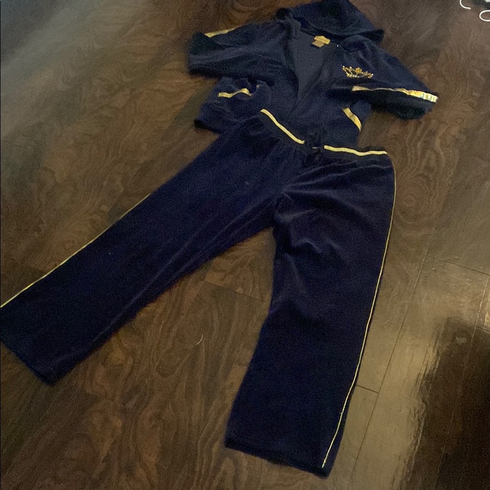 Midnight Velvet Blue Track Set with Long Sleeves and Elastic Waistband
